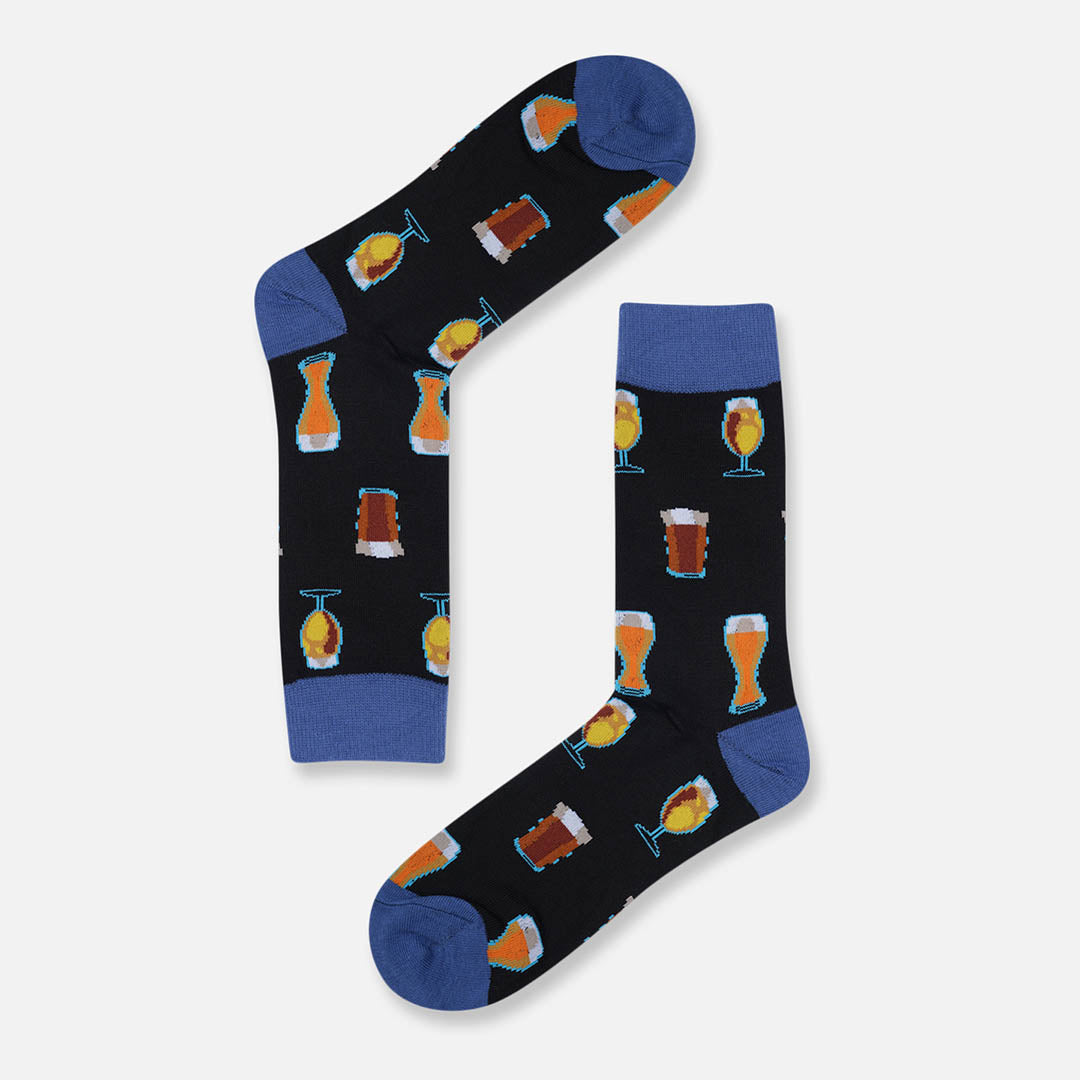 Blue Cocktail Crew Length Socks