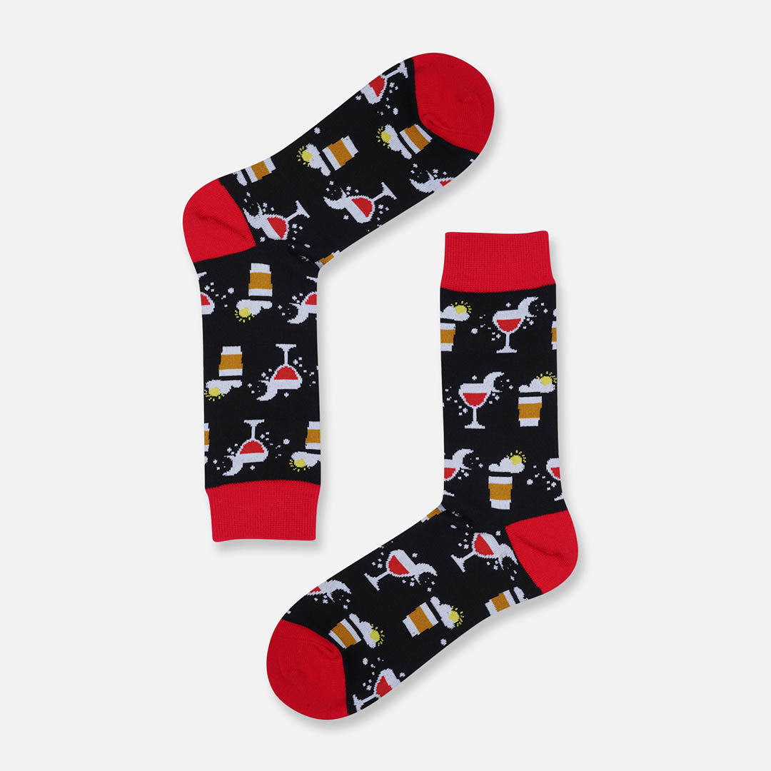 BLACK & RED COCKTAILS CREW LENGTH SOCKS