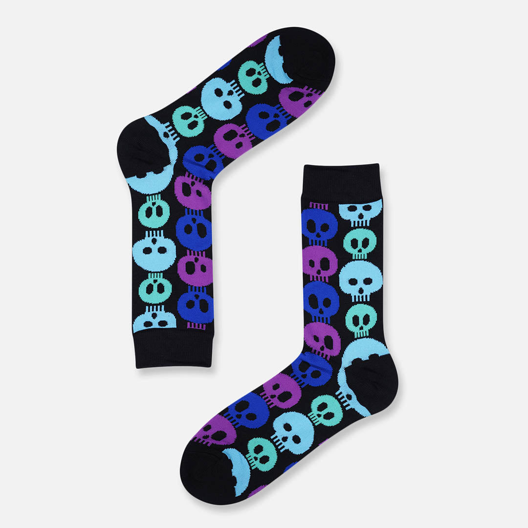 GLOW SKULL CREW LENGTH SOCKS