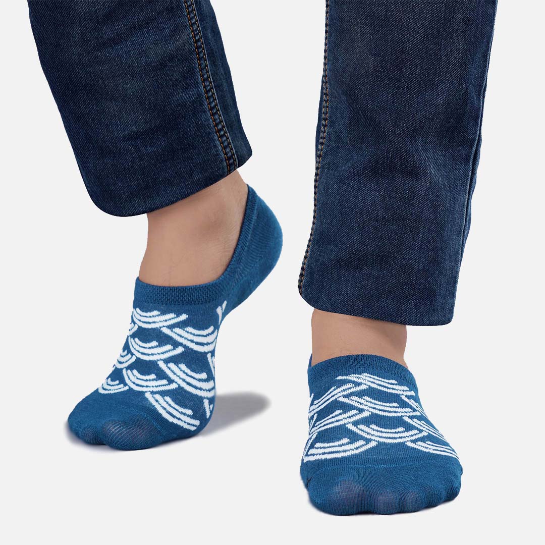 Albury: Blue & Green Palm Ankle Socks - Beunic