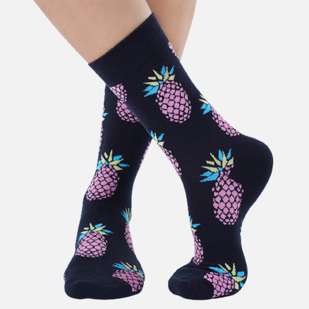 FRESNO BLACK PINEAPPLE CREW LENGTH SOCKS