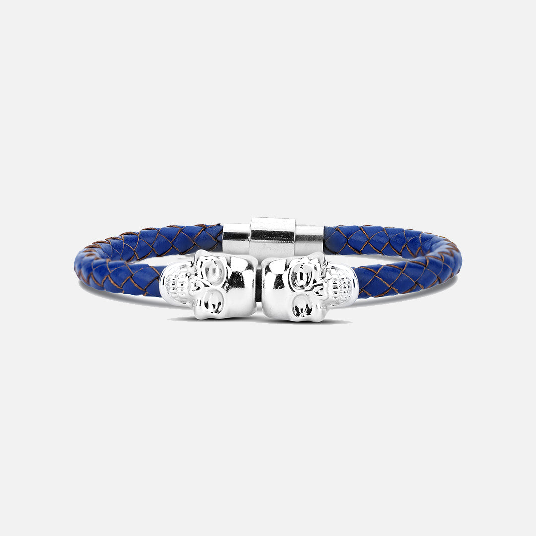 Shop Blue and Silver Finish Skull Bracelet | Toffcraft