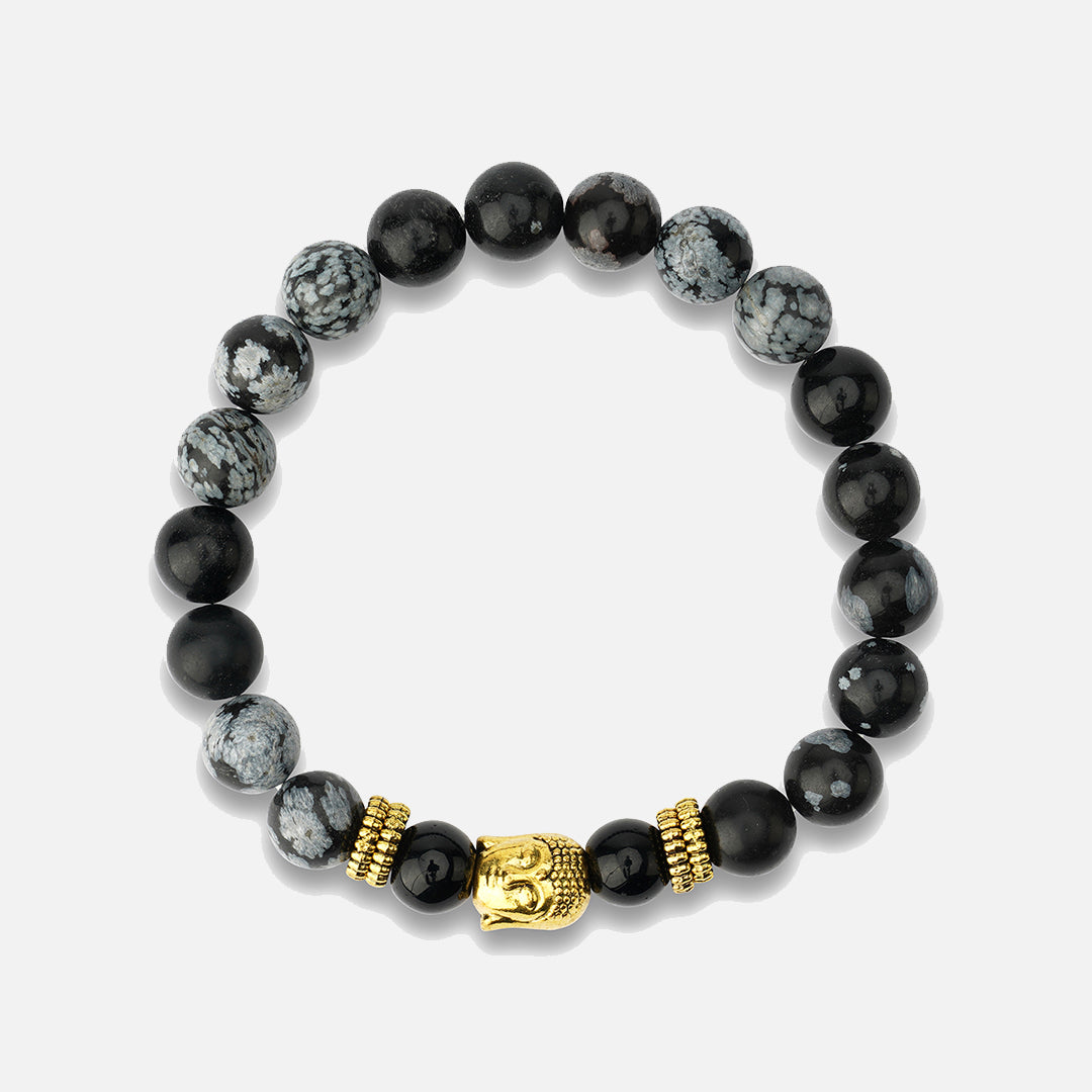 Raw LAVA Rock HEMATITE Crystal Bracelet, Buddha Charm, Round Beads - A –  Throwin Stones
